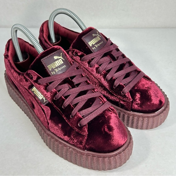 Puma x FENTY by Rihanna Creeper Velvet Platform Red & Gold Shoes; Women’s Sz 7.5 - Picture 6 of 16